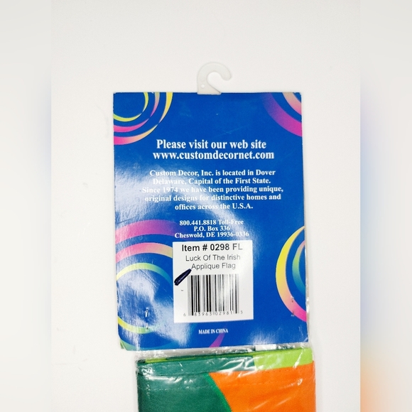 Green and Orange "Luck of the Irish" Shamrock Appliqué Flag - Picture 5 of 5